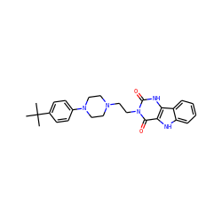 CC(C)(C)c1ccc(N2CCN(CCn3c(=O)[nH]c4c([nH]c5ccccc54)c3=O)CC2)cc1 ZINC000013523136
