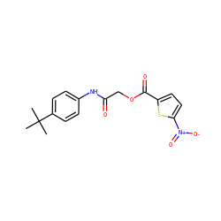 CC(C)(C)c1ccc(NC(=O)COC(=O)c2ccc([N+](=O)[O-])s2)cc1 ZINC000003296082