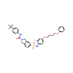 CC(C)(C)c1ccc(NC(=O)N2Cc3ccc(S(=O)(=O)Nc4ccc(OCCCCOc5ccccc5)cc4F)cc3C2)cc1 ZINC000261090395