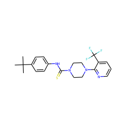 CC(C)(C)c1ccc(NC(=S)N2CCN(c3ncccc3C(F)(F)F)CC2)cc1 ZINC000013553801