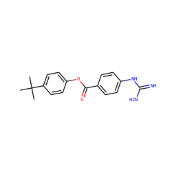 CC(C)(C)c1ccc(OC(=O)c2ccc(NC(=N)N)cc2)cc1 ZINC000027563146