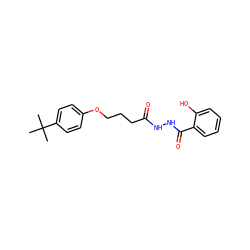 CC(C)(C)c1ccc(OCCCC(=O)NNC(=O)c2ccccc2O)cc1 ZINC000024753983