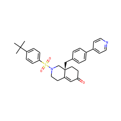 CC(C)(C)c1ccc(S(=O)(=O)N2CCC3=CC(=O)CC[C@@]3(Cc3ccc(-c4ccncc4)cc3)C2)cc1 ZINC000028953837