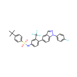 CC(C)(C)c1ccc(S(=O)(=O)Nc2ccc(-c3ccc4c(cnn4-c4ccc(F)cc4)c3)c(C(F)(F)F)c2)cc1 ZINC000049776986