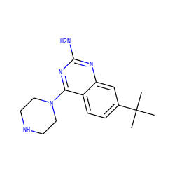 CC(C)(C)c1ccc2c(N3CCNCC3)nc(N)nc2c1 ZINC000096906168