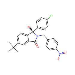 CC(C)(C)c1ccc2c(c1)C(=O)N(Cc1ccc([N+](=O)[O-])cc1)[C@@]2(O)c1ccc(Cl)cc1 ZINC000117272508