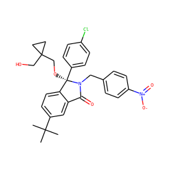CC(C)(C)c1ccc2c(c1)C(=O)N(Cc1ccc([N+](=O)[O-])cc1)[C@]2(OCC1(CO)CC1)c1ccc(Cl)cc1 ZINC000072126958