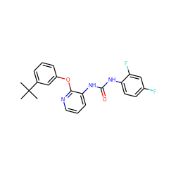 CC(C)(C)c1cccc(Oc2ncccc2NC(=O)Nc2ccc(F)cc2F)c1 ZINC000095590807