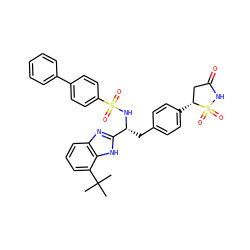 CC(C)(C)c1cccc2nc([C@@H](Cc3ccc([C@@H]4CC(=O)NS4(=O)=O)cc3)NS(=O)(=O)c3ccc(-c4ccccc4)cc3)[nH]c12 ZINC000036748834