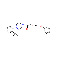 CC(C)(C)c1ccccc1N1CCN(C[C@H](O)COCCOc2ccc(F)cc2)CC1 ZINC000103254629
