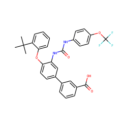 CC(C)(C)c1ccccc1Oc1ccc(-c2cccc(C(=O)O)c2)cc1NC(=O)Nc1ccc(OC(F)(F)F)cc1 ZINC001772653728