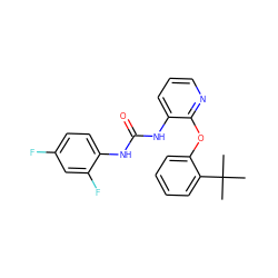 CC(C)(C)c1ccccc1Oc1ncccc1NC(=O)Nc1ccc(F)cc1F ZINC000095588971