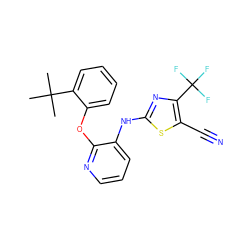 CC(C)(C)c1ccccc1Oc1ncccc1Nc1nc(C(F)(F)F)c(C#N)s1 ZINC000096272811
