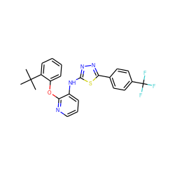 CC(C)(C)c1ccccc1Oc1ncccc1Nc1nnc(-c2ccc(C(F)(F)F)cc2)s1 ZINC000096271718