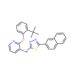 CC(C)(C)c1ccccc1Oc1ncccc1Nc1nnc(-c2ccc3ccccc3c2)s1 ZINC000096271713