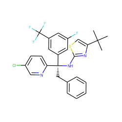 CC(C)(C)c1csc(N[C@](Cc2ccccc2)(c2cc(F)cc(C(F)(F)F)c2)c2ccc(Cl)cn2)n1 ZINC000103264069