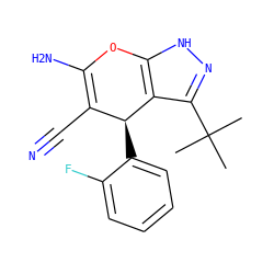 CC(C)(C)c1n[nH]c2c1[C@@H](c1ccccc1F)C(C#N)=C(N)O2 ZINC000005095381