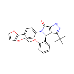 CC(C)(C)c1n[nH]c2c1[C@@H](c1ccccc1OCCO)N(c1ccc(-c3ccco3)cc1)C2=O ZINC000096177113