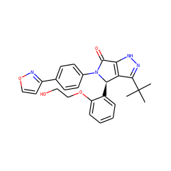 CC(C)(C)c1n[nH]c2c1[C@@H](c1ccccc1OCCO)N(c1ccc(-c3ccon3)cc1)C2=O ZINC000096177108