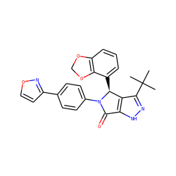 CC(C)(C)c1n[nH]c2c1[C@H](c1cccc3c1OCO3)N(c1ccc(-c3ccon3)cc1)C2=O ZINC000096176955
