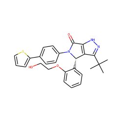 CC(C)(C)c1n[nH]c2c1[C@H](c1ccccc1OCCO)N(c1ccc(-c3cccs3)cc1)C2=O ZINC000096176960