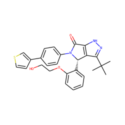 CC(C)(C)c1n[nH]c2c1[C@H](c1ccccc1OCCO)N(c1ccc(-c3ccsc3)cc1)C2=O ZINC000096177112