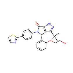 CC(C)(C)c1n[nH]c2c1[C@H](c1ccccc1OCCO)N(c1ccc(-c3nccs3)cc1)C2=O ZINC000096176962