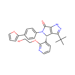 CC(C)(C)c1n[nH]c2c1[C@H](c1cccnc1OCCO)N(c1ccc(-c3ccco3)cc1)C2=O ZINC000096177051