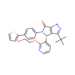 CC(C)(C)c1n[nH]c2c1[C@H](c1cccnc1OCCO)N(c1ccc(-c3cccs3)cc1)C2=O ZINC000096177050