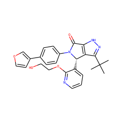 CC(C)(C)c1n[nH]c2c1[C@H](c1cccnc1OCCO)N(c1ccc(-c3ccoc3)cc1)C2=O ZINC000096177049