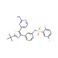 CC(C)(C)c1nc(-c2cccc(NS(=O)(=O)c3cc(F)ccc3F)c2)c(-c2ccnc(N)n2)s1 ZINC000095591924