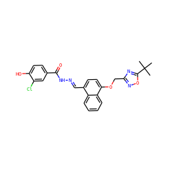CC(C)(C)c1nc(COc2ccc(/C=N/NC(=O)c3ccc(O)c(Cl)c3)c3ccccc23)no1 ZINC000027736342