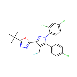 CC(C)(C)c1nnc(-c2nn(-c3ccc(Cl)cc3Cl)c(-c3ccc(Cl)cc3)c2CF)o1 ZINC000040943102