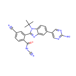 CC(C)(C)n1c(-c2cc(C#N)ccc2C(=O)NC#N)nc2cc(-c3cnc(N)nc3)ccc21 ZINC000143900371