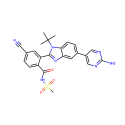 CC(C)(C)n1c(-c2cc(C#N)ccc2C(=O)NS(C)(=O)=O)nc2cc(-c3cnc(N)nc3)ccc21 ZINC000143898087