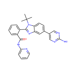 CC(C)(C)n1c(-c2ccccc2C(=O)Nc2ccccn2)nc2cc(-c3cnc(N)nc3)ccc21 ZINC000146387940