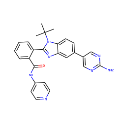CC(C)(C)n1c(-c2ccccc2C(=O)Nc2ccncc2)nc2cc(-c3cnc(N)nc3)ccc21 ZINC000143821774