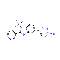 CC(C)(C)n1c(-c2ccccn2)nc2cc(-c3cnc(N)nc3)ccc21 ZINC000169245755