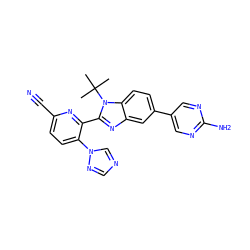 CC(C)(C)n1c(-c2nc(C#N)ccc2-n2cncn2)nc2cc(-c3cnc(N)nc3)ccc21 ZINC000169703409