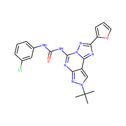 CC(C)(C)n1cc2c(nc(NC(=O)Nc3cccc(Cl)c3)n3nc(-c4ccco4)nc23)n1 ZINC000013672031