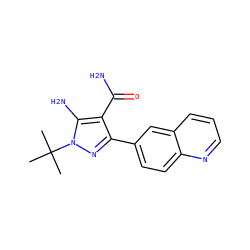 CC(C)(C)n1nc(-c2ccc3ncccc3c2)c(C(N)=O)c1N ZINC000103252548