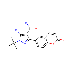 CC(C)(C)n1nc(-c2ccc3oc(=O)ccc3c2)c(C(N)=O)c1N ZINC000103252544