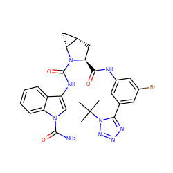 CC(C)(C)n1nnnc1-c1cc(Br)cc(NC(=O)[C@@H]2C[C@H]3C[C@H]3N2C(=O)Nc2cn(C(N)=O)c3ccccc23)c1 ZINC000200865656