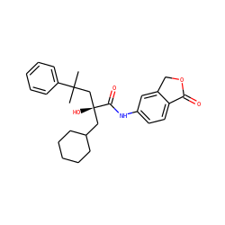 CC(C)(C[C@@](O)(CC1CCCCC1)C(=O)Nc1ccc2c(c1)COC2=O)c1ccccc1 ZINC000028524050