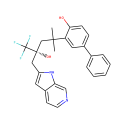 CC(C)(C[C@@](O)(Cc1cc2ccncc2[nH]1)C(F)(F)F)c1cc(-c2ccccc2)ccc1O ZINC000064491928