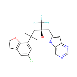 CC(C)(C[C@@](O)(Cc1cc2ncncc2[nH]1)C(F)(F)F)c1cc(Cl)cc2c1OCC2 ZINC000038269222