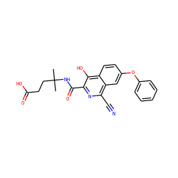 CC(C)(CCC(=O)O)NC(=O)c1nc(C#N)c2cc(Oc3ccccc3)ccc2c1O ZINC000146767733