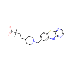 CC(C)(CCC1CCN(Cc2ccc3c(c2)Nc2nccnc2S3)CC1)C(=O)O ZINC000137623517