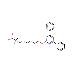 CC(C)(CCCCCCOc1cc(-c2ccccc2)cc(-c2ccccc2)n1)C(=O)O ZINC000013729714