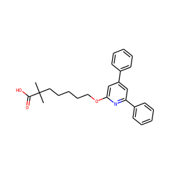 CC(C)(CCCCCOc1cc(-c2ccccc2)cc(-c2ccccc2)n1)C(=O)O ZINC000013729711